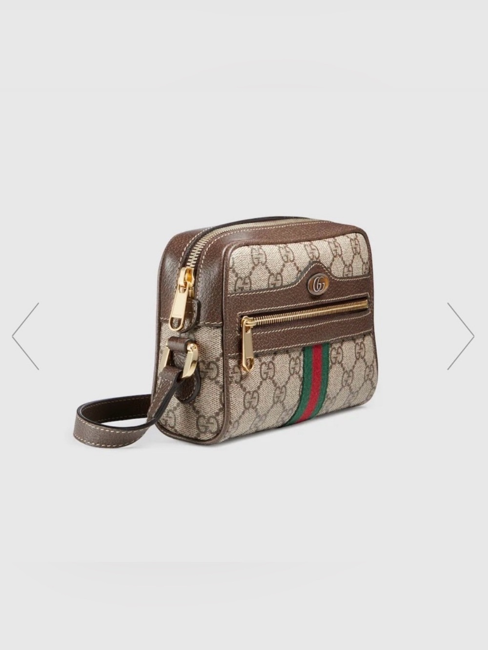 Gucci Beige GG Supreme Canvas Mini Crossbody Bag Brown Trim - Picture 3 of 16